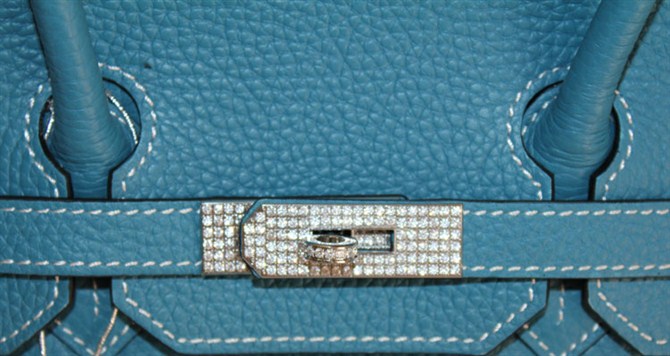 High Quality Fake Hermes Birkin Hello Kitty 35CM Togo Leather Bag Blue HK0001 (3)